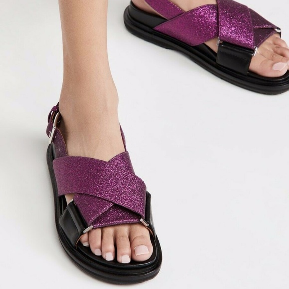 サンダル・ミュール MARNI SANDALS PRUNE VIOLET Marni | Shoes | Marni Fussbett Glitter Sandals 38 | Poshmark